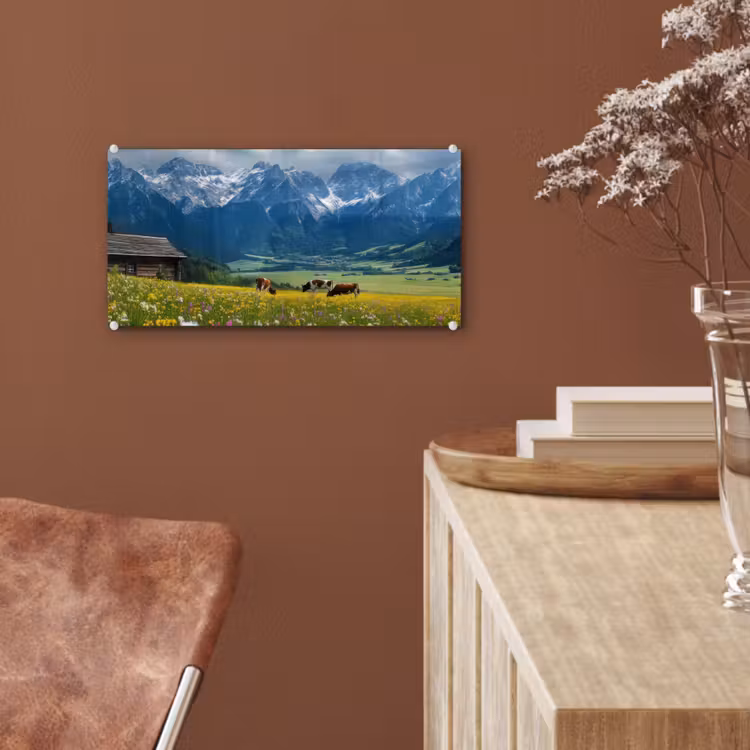 Alpen - Weide - Bergen - Koeien plexiglas 5mm klein -sfeer5