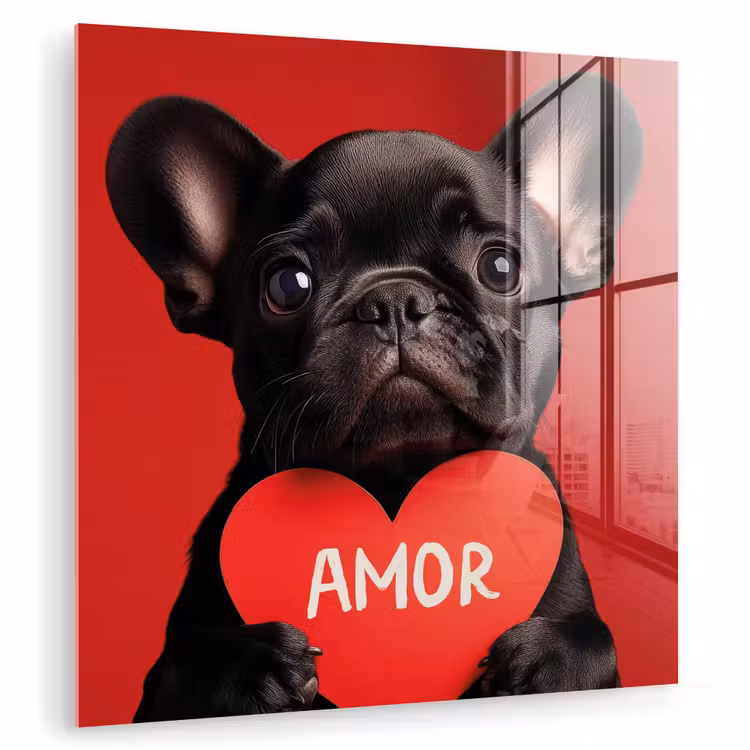 Amor - Hond - Hartje - Rood plexiglas 5mm klein -zzzproduct_nieuw