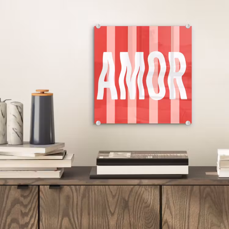 Amor - Strepen - Rood - Roze plexiglas 5mm klein -sfeer1