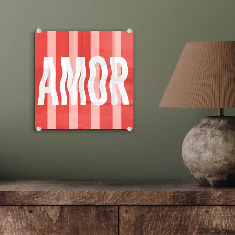 Amor - Strepen - Rood - Roze plexiglas 5mm klein -sfeer3