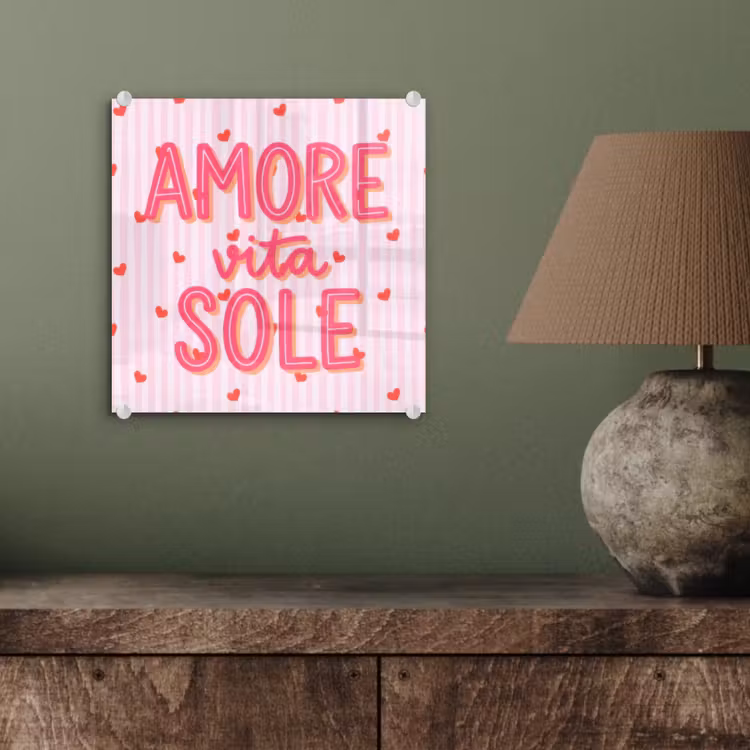 Amore vita sole - Roze - Hartjes plexiglas 5mm klein -sfeer3