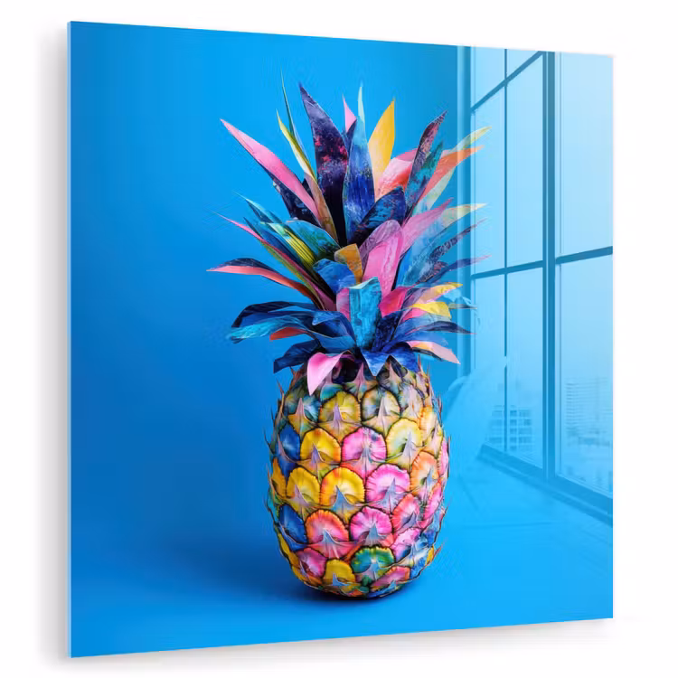 Ananas - Blauw - Tropisch - Vrolijk plexiglas 5mm klein -zzzproduct_nieuw