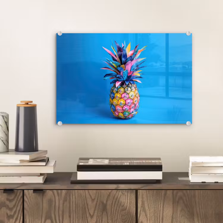 Ananas - Blauw - Tropisch - Vrolijk plexiglas 5mm klein -sfeer1