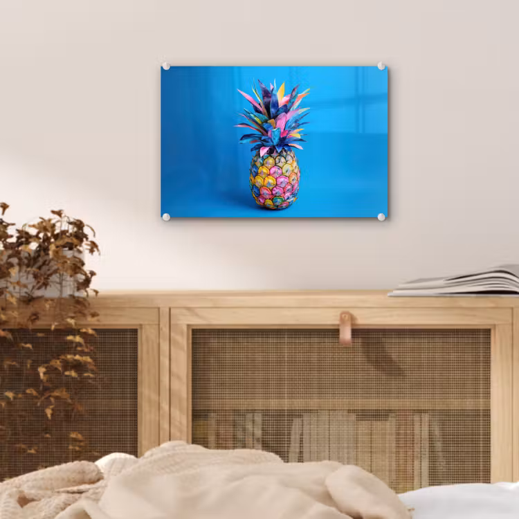 Ananas - Blauw - Tropisch - Vrolijk plexiglas 5mm klein -sfeer3