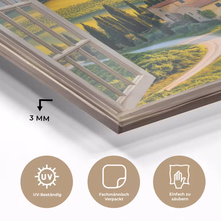 Doorkijk - Toscane - Uitzicht - Landschap - Zomer plexiglas 5mm klein -wsfeer2_DE