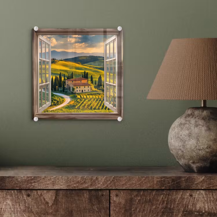Doorkijk - Toscane - Uitzicht - Landschap - Zomer plexiglas 5mm klein -sfeer3