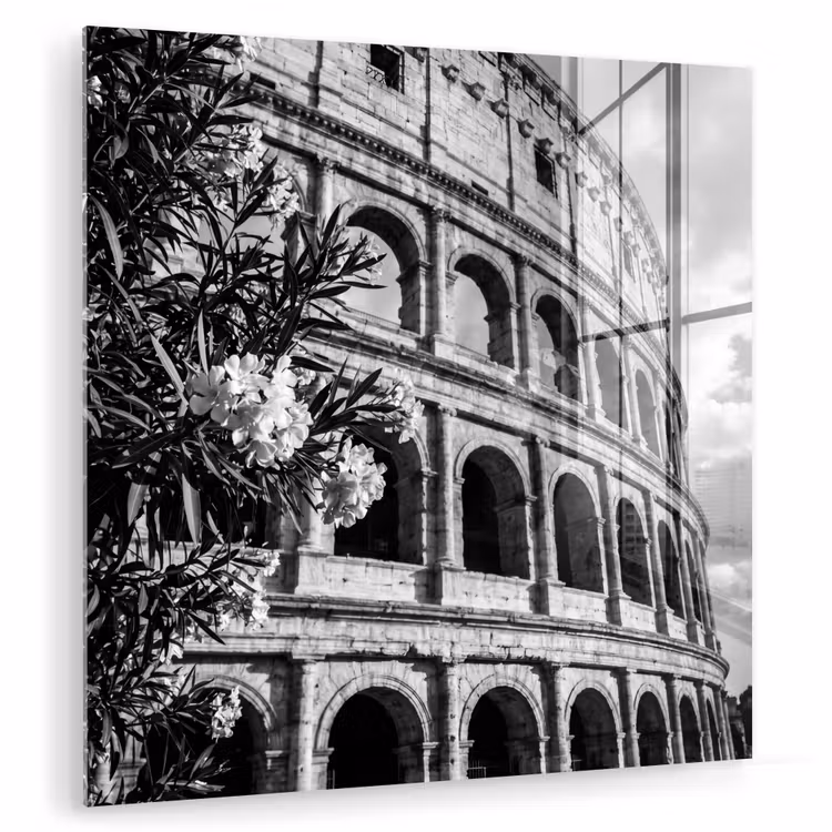 Glasbild - Architektur – Kolosseum – Rom – Historisch – Schwarz-Weiß - Architectuur - Colosseum - Rome - Historisch - Zwart-wit plexiglas 5mm klein