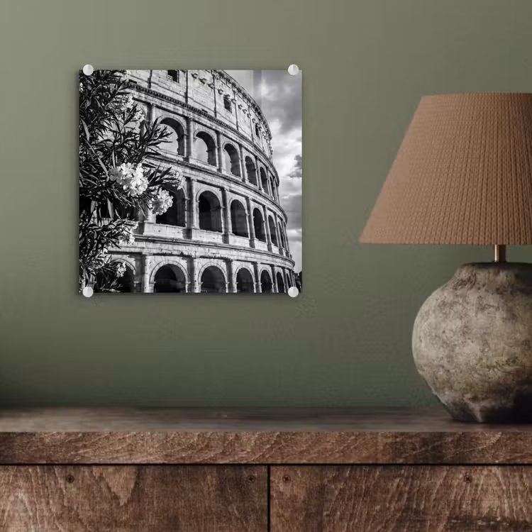 Glasbild - Architektur – Kolosseum – Rom – Historisch – Schwarz-Weiß - Architectuur - Colosseum - Rome - Historisch - Zwart-wit plexiglas 5mm klein