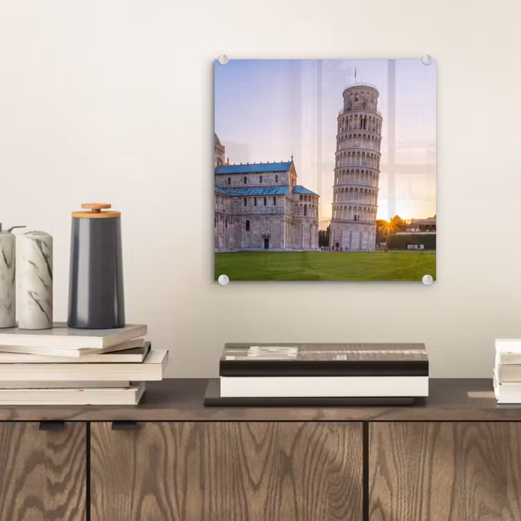 Glasbild - Architektur – Turm – Pisa – Italien – Sonnenuntergang - Architectuur - Toren - Pisa - Italië - Zonsondergang plexiglas 5mm klein