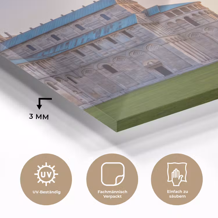 Glasbild - Architektur – Turm – Pisa – Italien – Sonnenuntergang - Architectuur - Toren - Pisa - Italië - Zonsondergang plexiglas 5mm klein