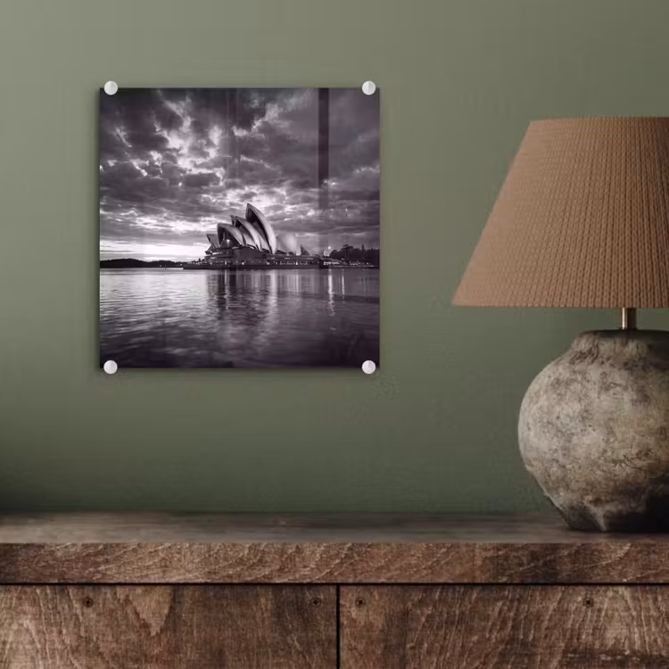 Glasbild - Architektur – Wasser – Stadt – Modern – Schwarz-Weiß - Architectuur - Water - Stad - Modern - Zwart-wit plexiglas 5mm klein