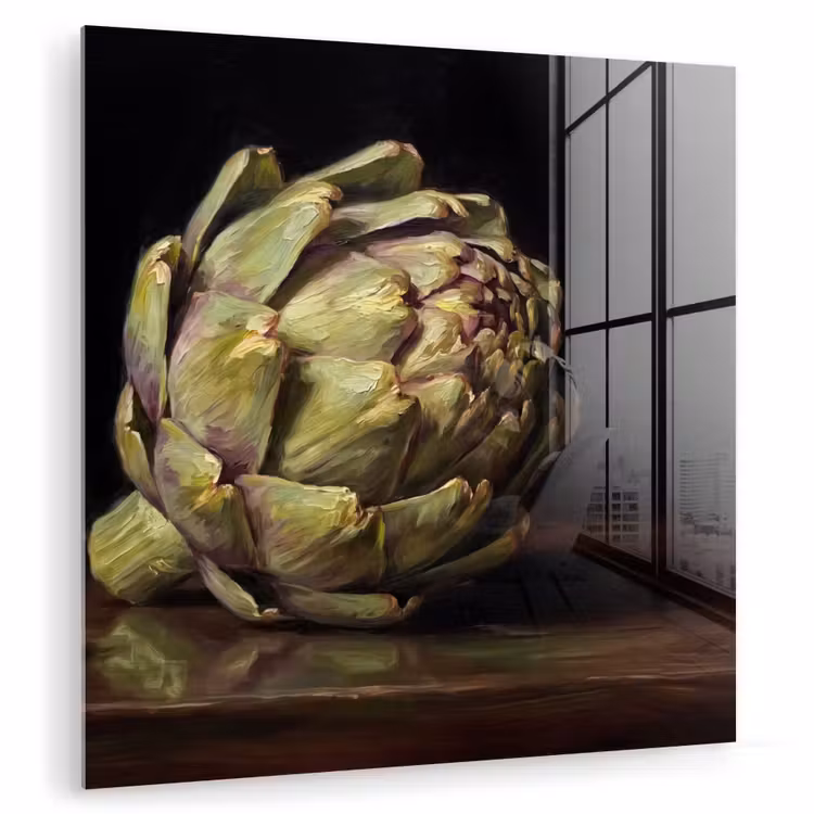 Glasbild - Artischocke – Essen – Klassisch - Artichok - Eten - Klassiek plexiglas 5mm klein
