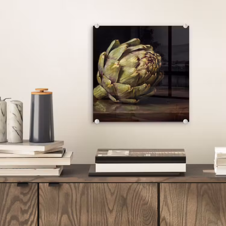Glasbild - Artischocke – Essen – Klassisch - Artichok - Eten - Klassiek plexiglas 5mm klein