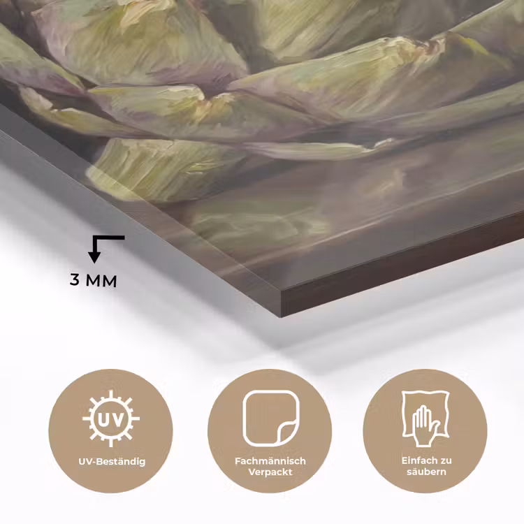 Glasbild - Artischocke – Essen – Klassisch - Artichok - Eten - Klassiek plexiglas 5mm klein