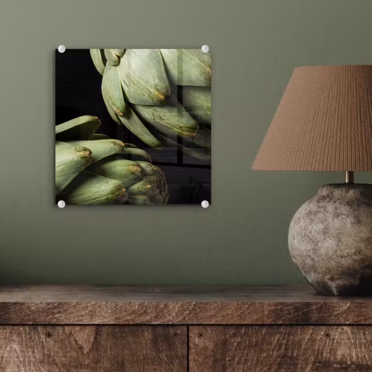 Glasbild - Artischocke – Grün – Essen - Artisjok - Groen - Eten plexiglas 5mm klein