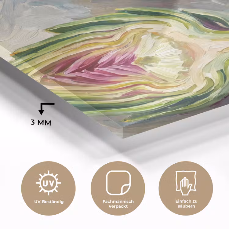 Glasbild - Artischocke – Zitrone – Essen - Artisjok - Citroen - Eten plexiglas 5mm klein