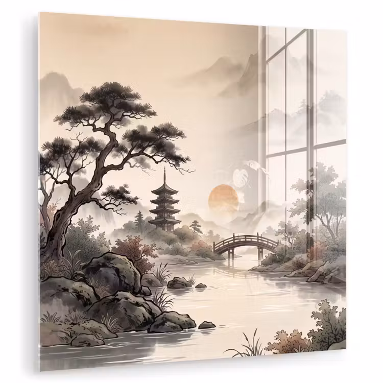 Azië - Landschap - Kleurrijk plexiglas 5mm klein -zzzproduct_nieuw