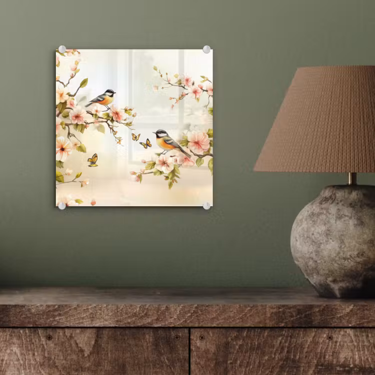 Takken - Bloemen - Vogeltjes - Roze plexiglas 5mm klein -sfeer3