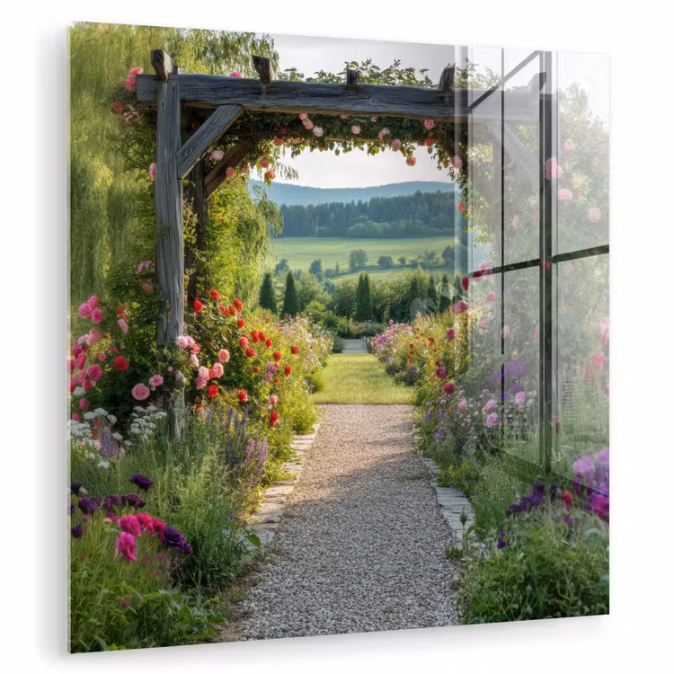 Doorkijk - Landschap - Natuur - Tuinboog - Bloemen plexiglas 5mm klein -zzzproduct_nieuw