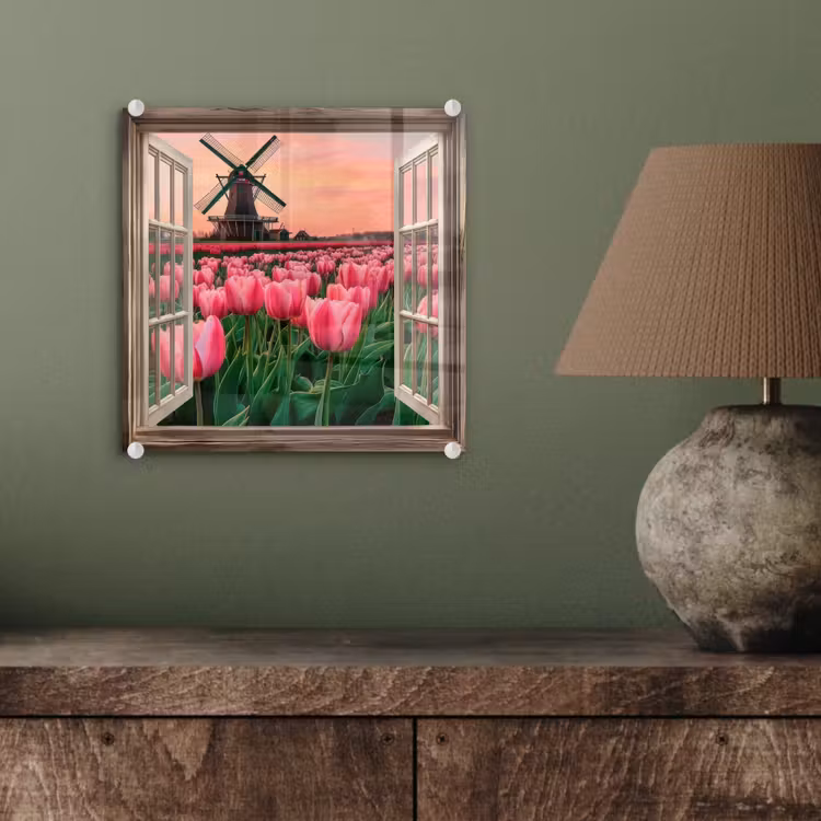 Doorkijk - Tulpen - Bloemen - Molen - Raam plexiglas 5mm klein -sfeer3
