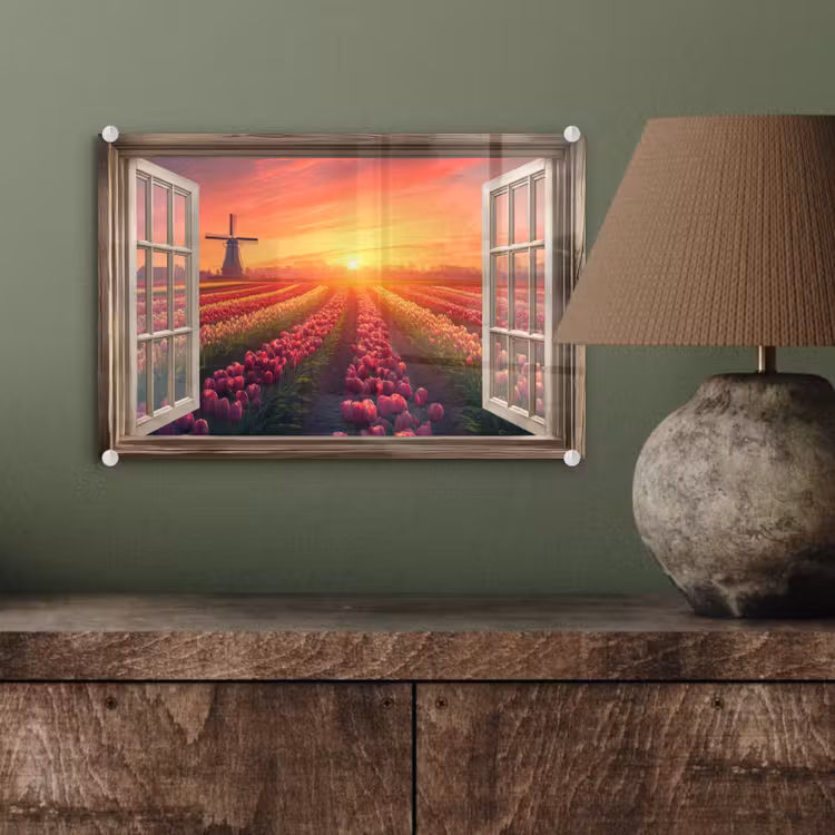 Doorkijk - Tulpen - Zonsondergang - Bloemen - Kleurrijk plexiglas 5mm klein -wsfeer2_DE