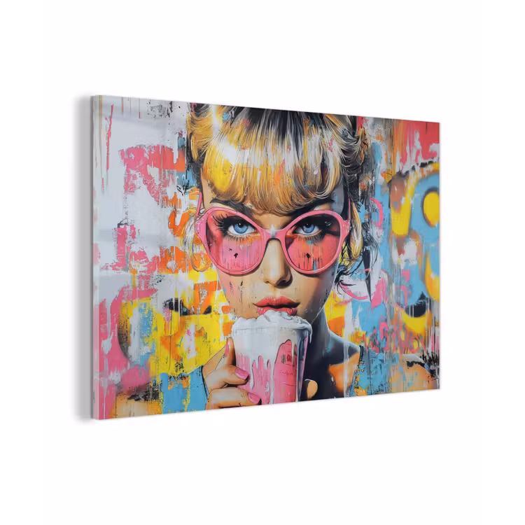 Expressief - Milkshake - Vrouw - Felle kleuren plexiglas 5mm klein -zzzproduct_nieuw