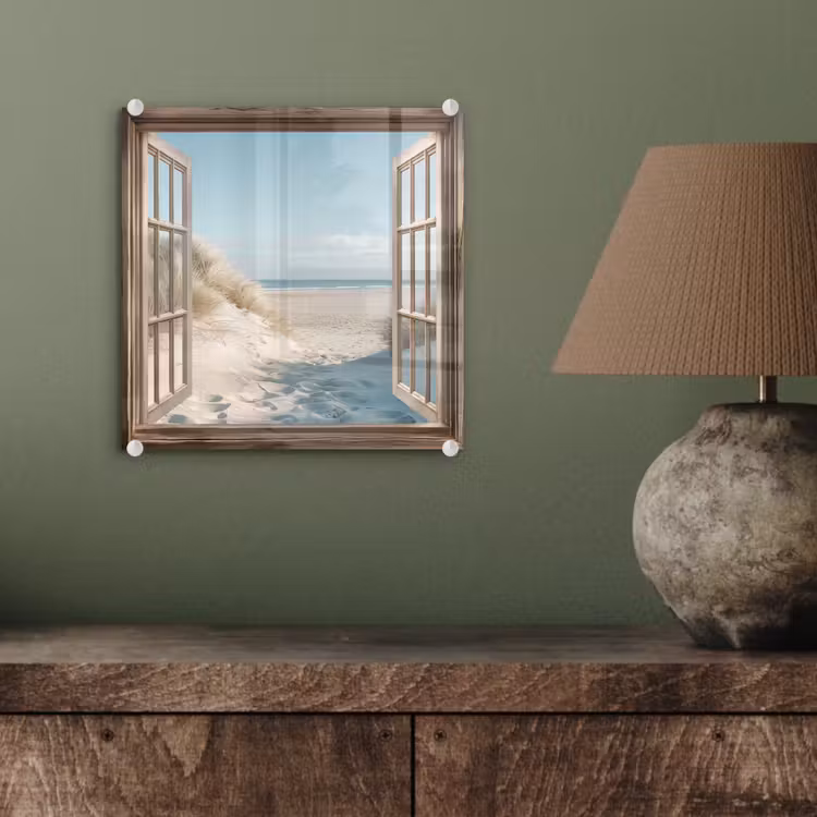 Doorkijk - Helmgras - Duinen - Zee - Landschap plexiglas 5mm klein -sfeer3