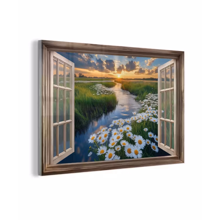 Doorkijk - Landschap - Raam - Water - Zonsondergang plexiglas 5mm klein -zzzproduct_nieuw