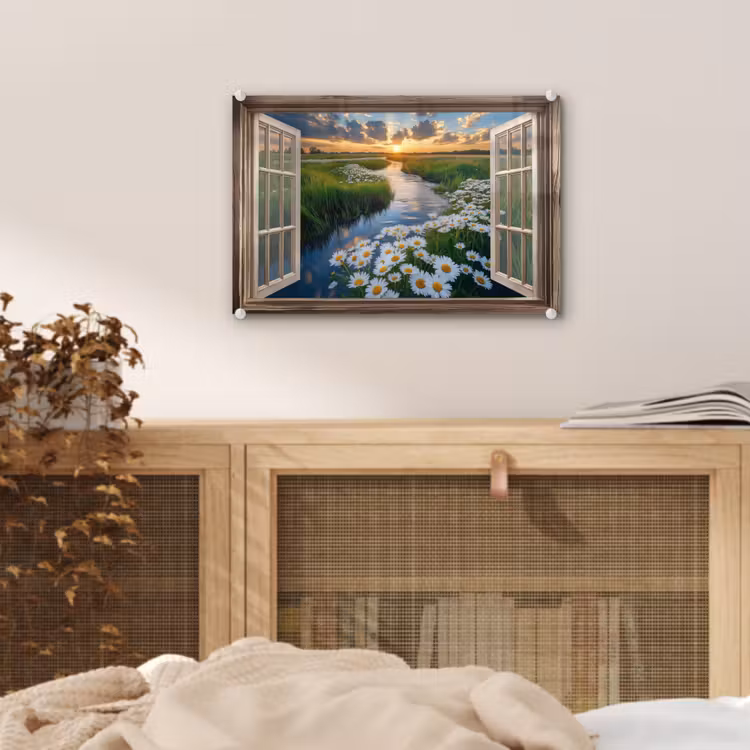 Doorkijk - Landschap - Raam - Water - Zonsondergang plexiglas 5mm klein -sfeer3