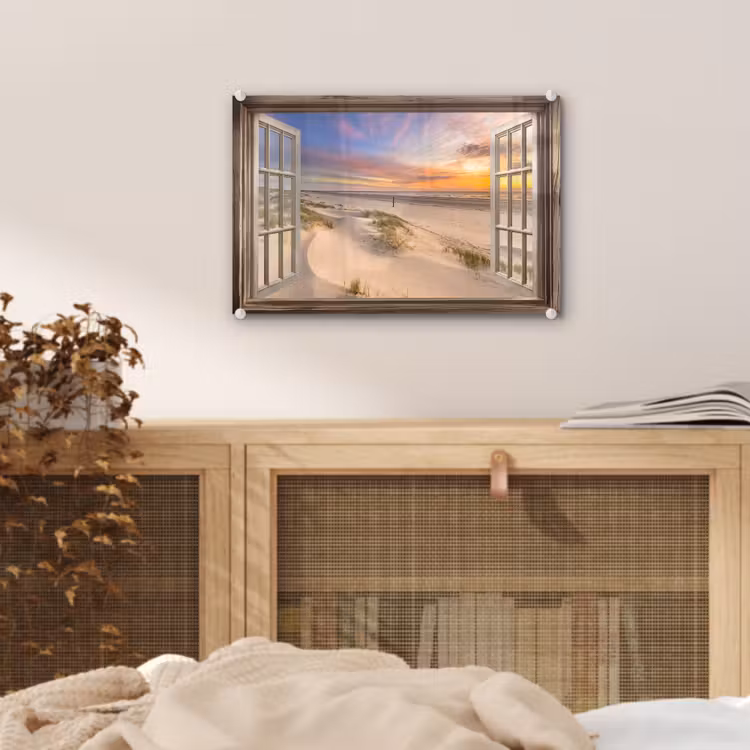 Doorkijk - Strand - Duinen - Natuur - Landschap plexiglas 5mm klein -sfeer3