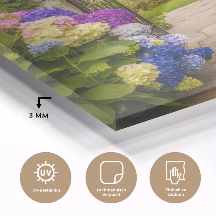 Doorkijk - Poort - Hortensia - Bloementuin plexiglas 5mm klein -wsfeer2_DE