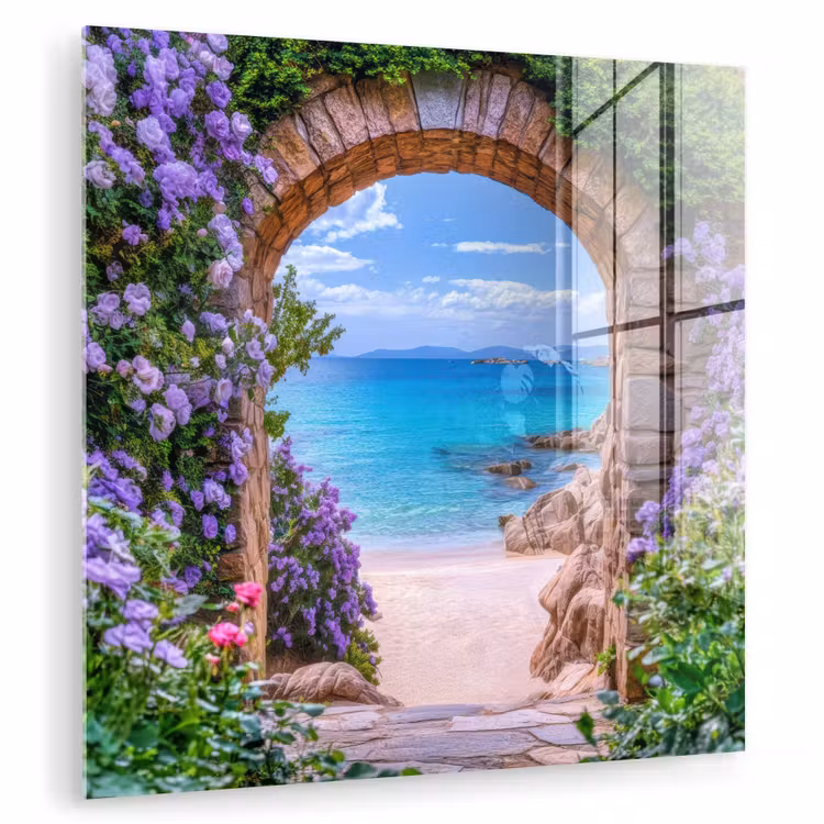 Doorkijk - Poort - Zee - Strand - Rotsen plexiglas 5mm klein -zzzproduct_nieuw