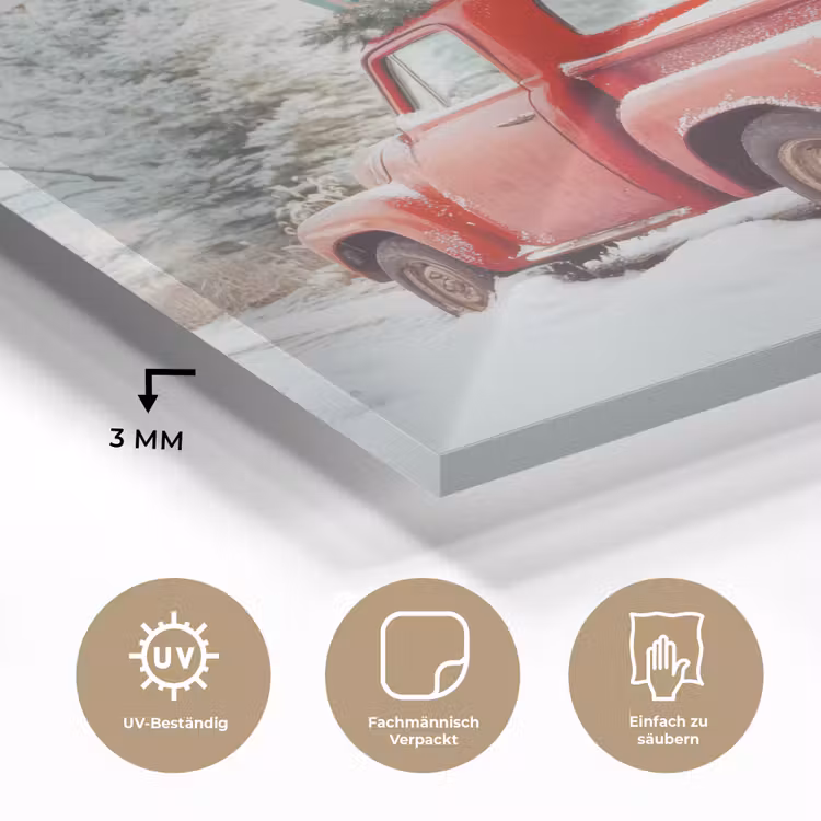 Auto - Rood - Cadeaus - Winter - Sneeuw - Kerst plexiglas 5mm klein -wsfeer2_DE