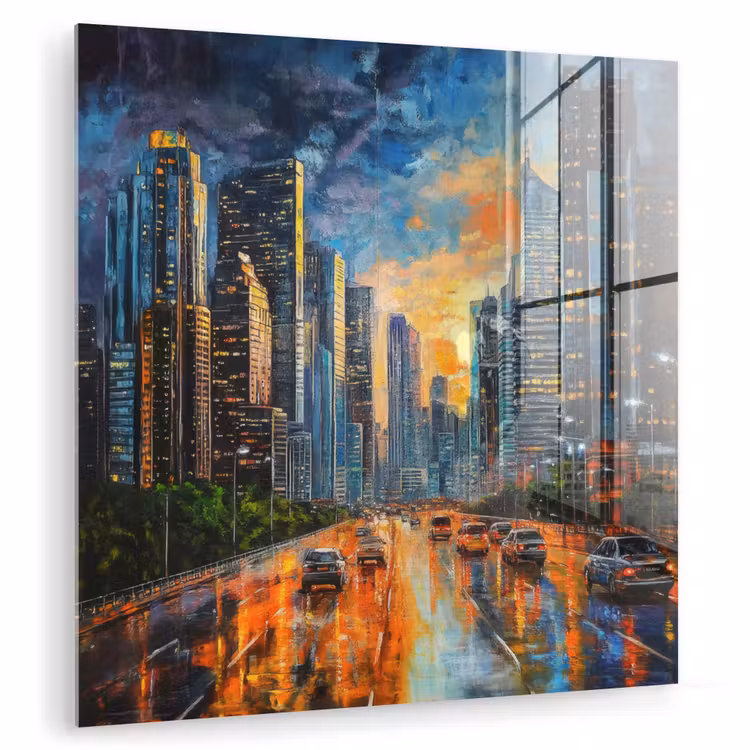 Auto - Skyline - Zon - Blauw plexiglas 5mm klein -zzzproduct_nieuw
