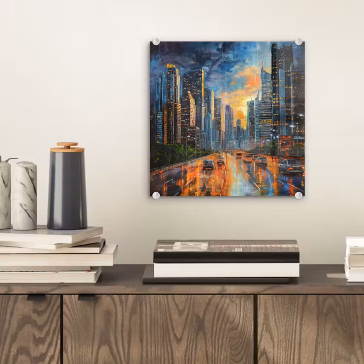 Auto - Skyline - Zon - Blauw plexiglas 5mm klein -sfeer1