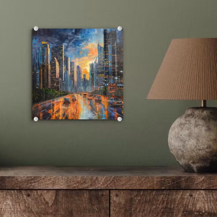 Auto - Skyline - Zon - Blauw plexiglas 5mm klein -sfeer3