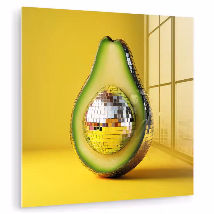 Avocado - Discobal - Geel - Glitter plexiglas 5mm klein -zzzproduct_nieuw