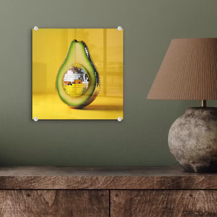 Avocado - Discobal - Geel - Glitter plexiglas 5mm klein -sfeer3