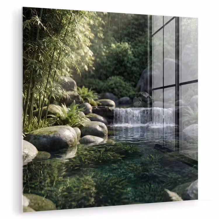 Beek - Waterval - Natuur - Groen plexiglas 5mm klein -zzzproduct_nieuw