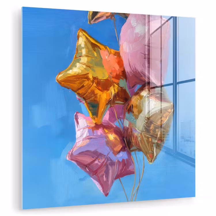 Ballonnen - Goud - Stervorm - Roze plexiglas 5mm klein -zzzproduct_nieuw