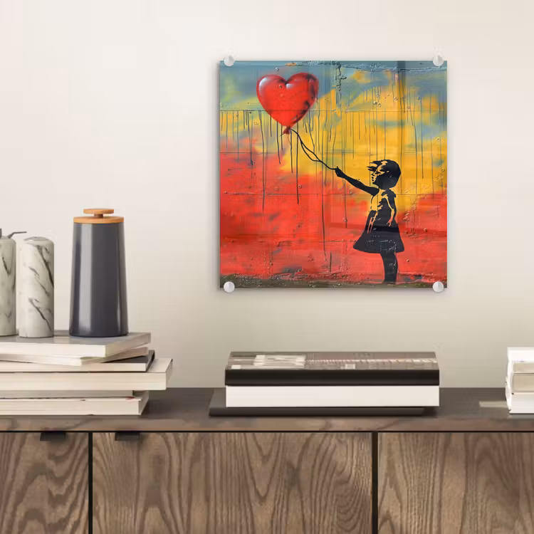 Banksy - Kunst - Graffiti - Meisje - Street art plexiglas 5mm klein -sfeer1