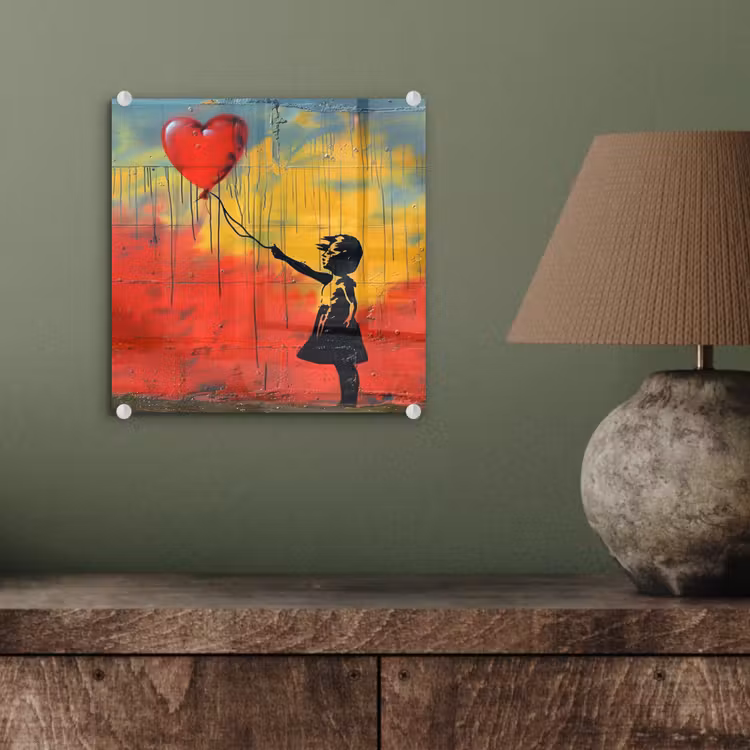 Banksy - Kunst - Graffiti - Meisje - Street art plexiglas 5mm klein -sfeer3