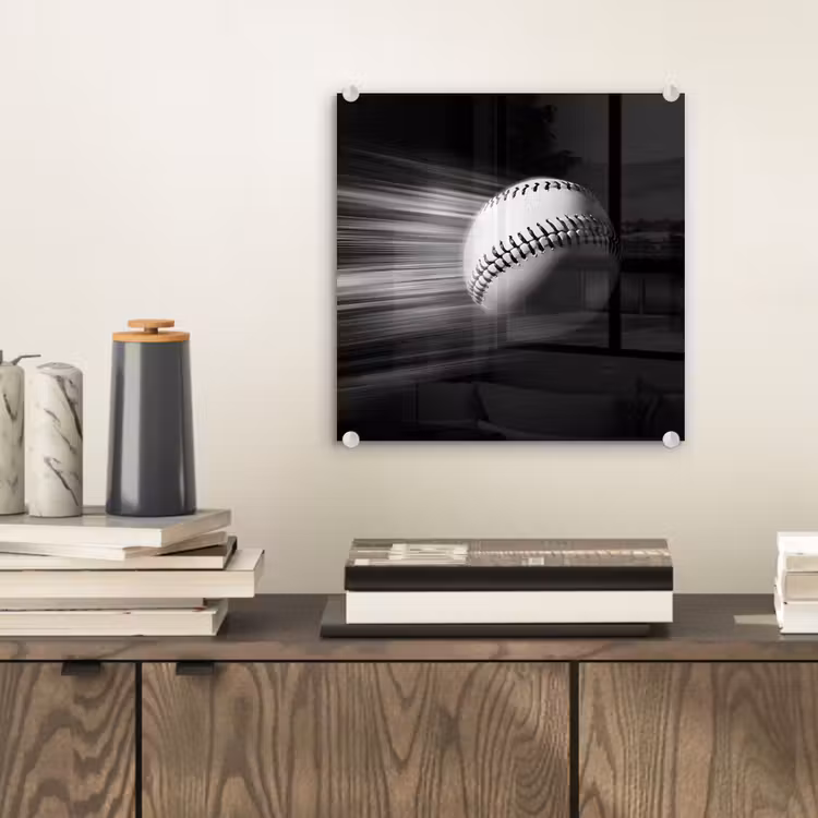 Honkbal - Wit - Vliegt plexiglas 5mm klein -sfeer1