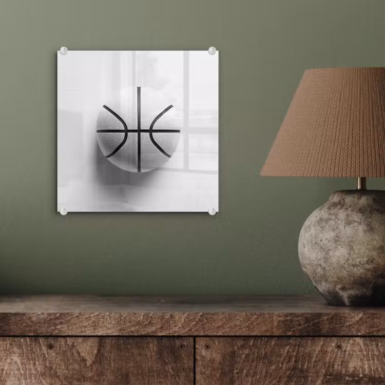Basketbal - Wit - Schaduw - Lijnen plexiglas 5mm klein -sfeer3