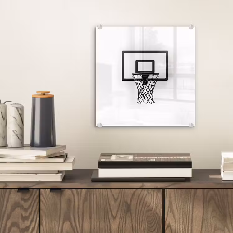 Basketbalbord - Minimalistisch - Zwart plexiglas 5mm klein -sfeer1