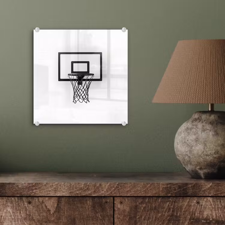 Basketbalbord - Minimalistisch - Zwart plexiglas 5mm klein -sfeer3