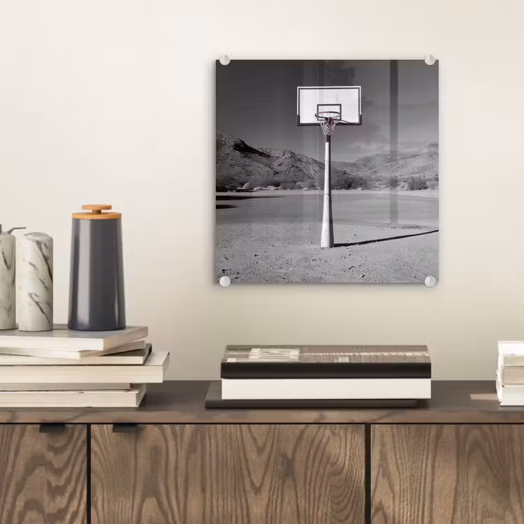 Basketbalpaal - Landschap - Zand - Wit plexiglas 5mm klein -sfeer1