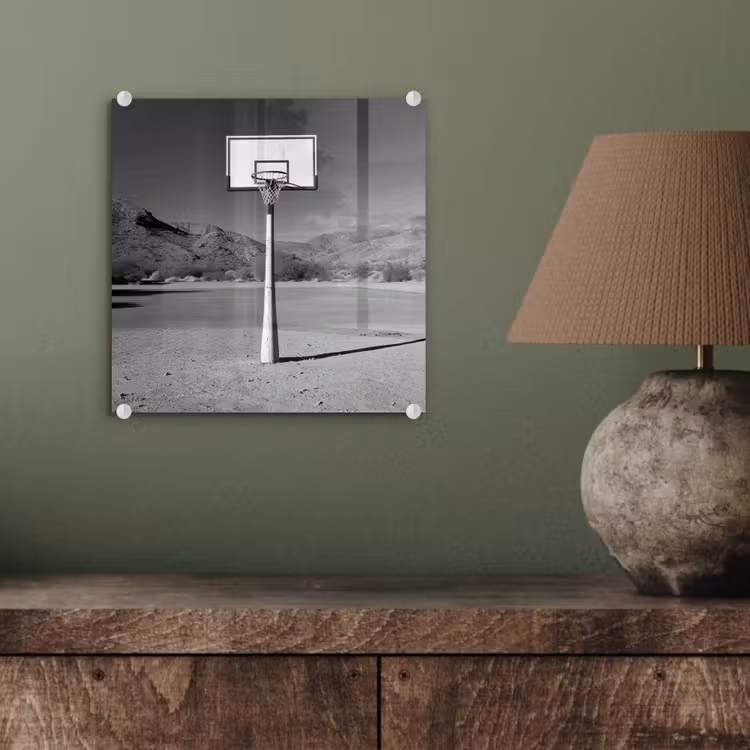Basketbalpaal - Landschap - Zand - Wit plexiglas 5mm klein -sfeer3