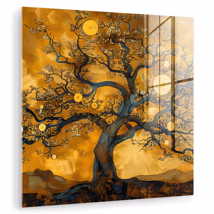 Boom - Levensboom - Abstract - Goud plexiglas 5mm klein -zzzproduct_nieuw