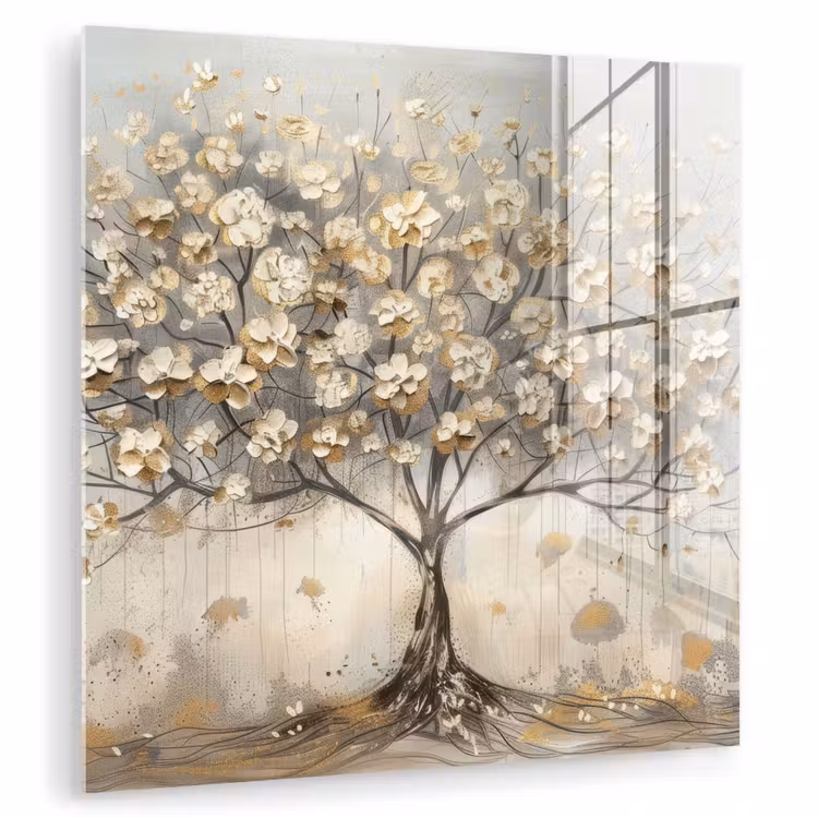 Boom - Beige - Goud - Verflook - Grijs plexiglas 5mm klein -zzzproduct_nieuw